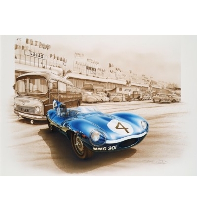 Postal - Jaguar Type D #4 Winner Le Mans 1956