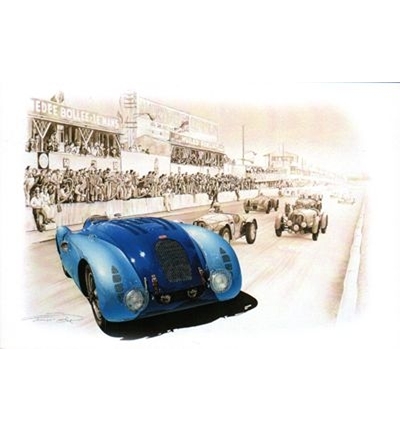 Postal - Bugatti 57G #2 Winner Le Mans 1937